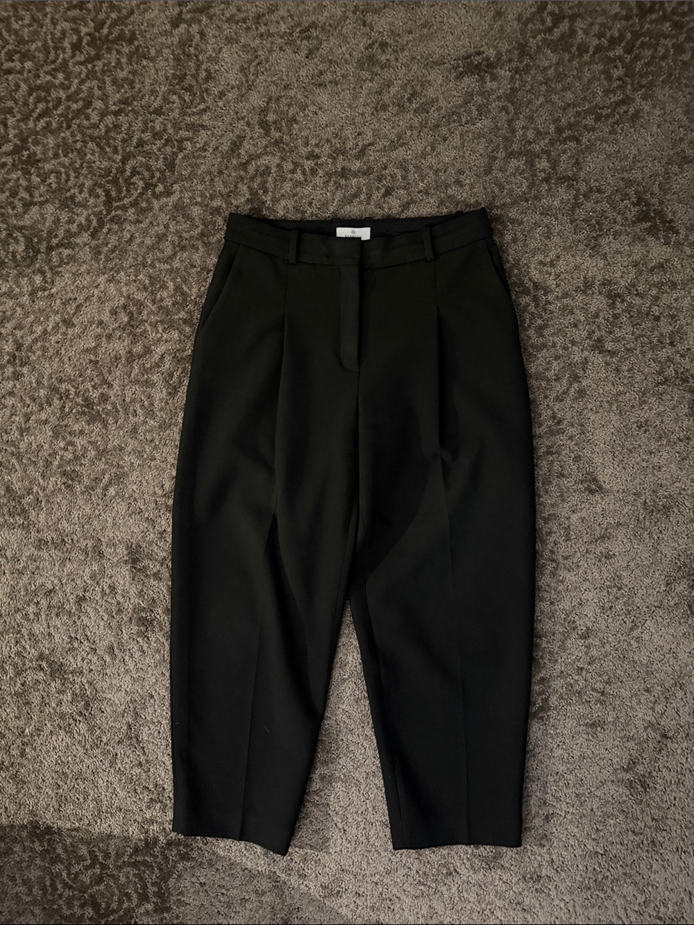 ARITZIA BABATON Black Pleated High-Waist Tailored Pants - ankle length